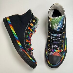 Converse High Top Sneakers Black with Rainbow Accents
